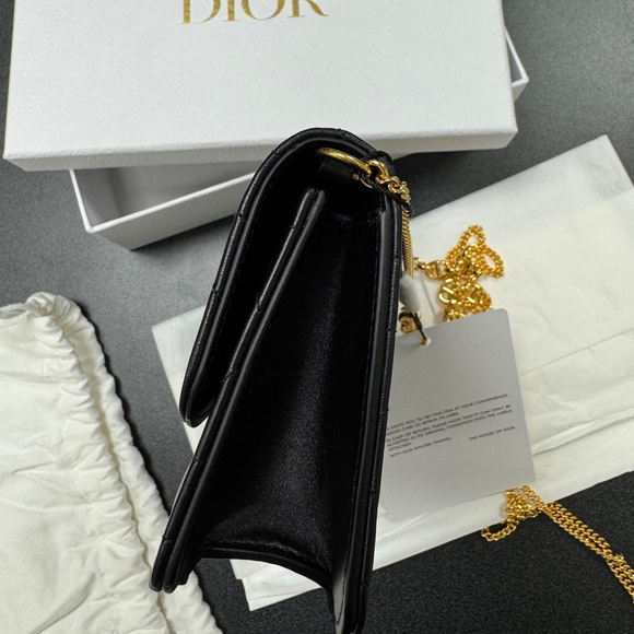 Christian Dior Cannage Miss Caro Pouch with Chain Black Lambskin - Picture 11 of 11